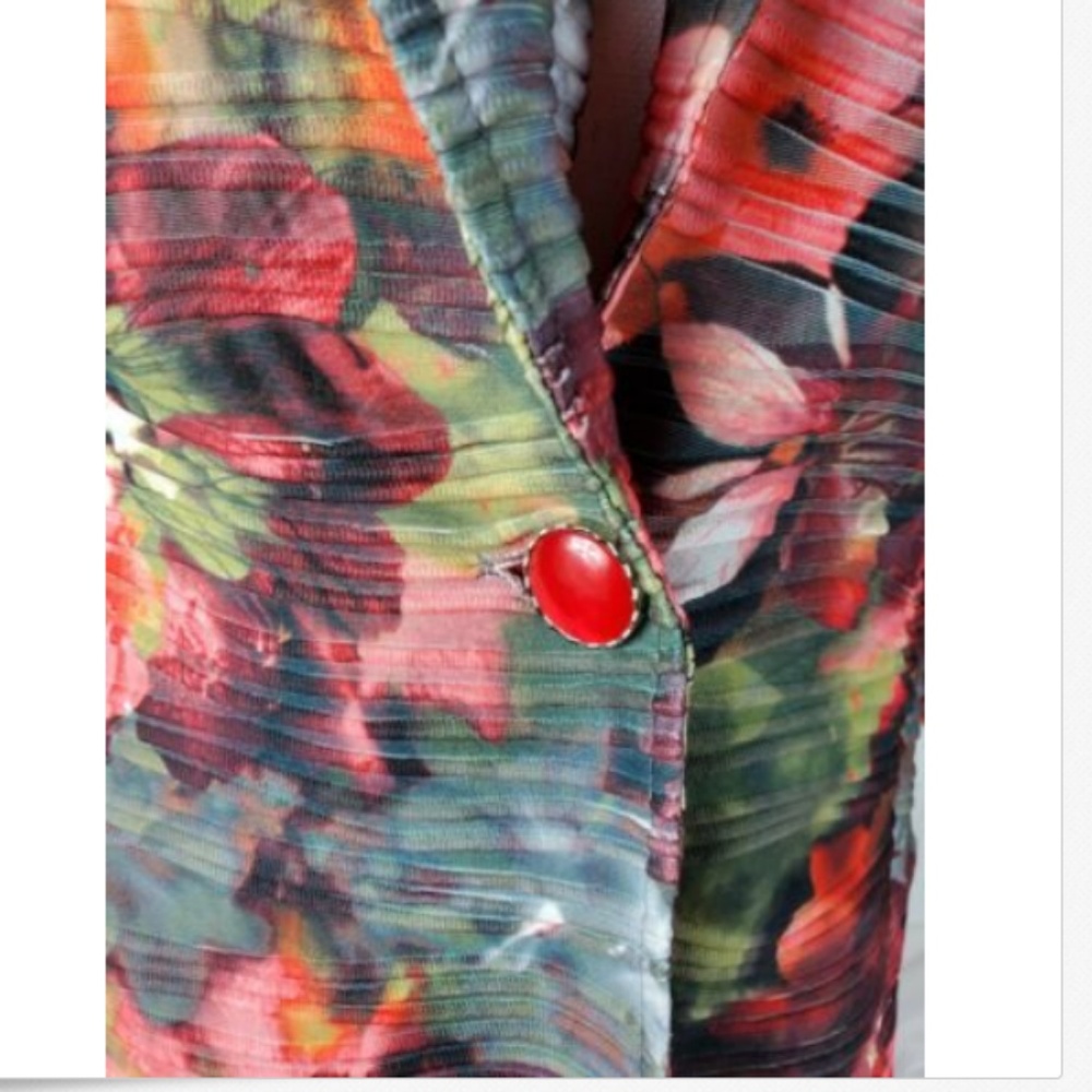 Erin London Small Red Floral Blazer Jacket - Picture 2 of 7
